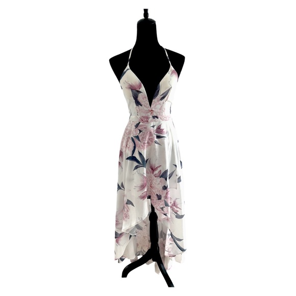 Floral Surplice Maxi w/ Adjustable Crisscross Low Back - Picture 6 of 9